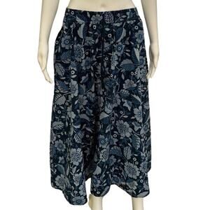 Liz Wear Vintage 80s Blue Floral Skirt Medium